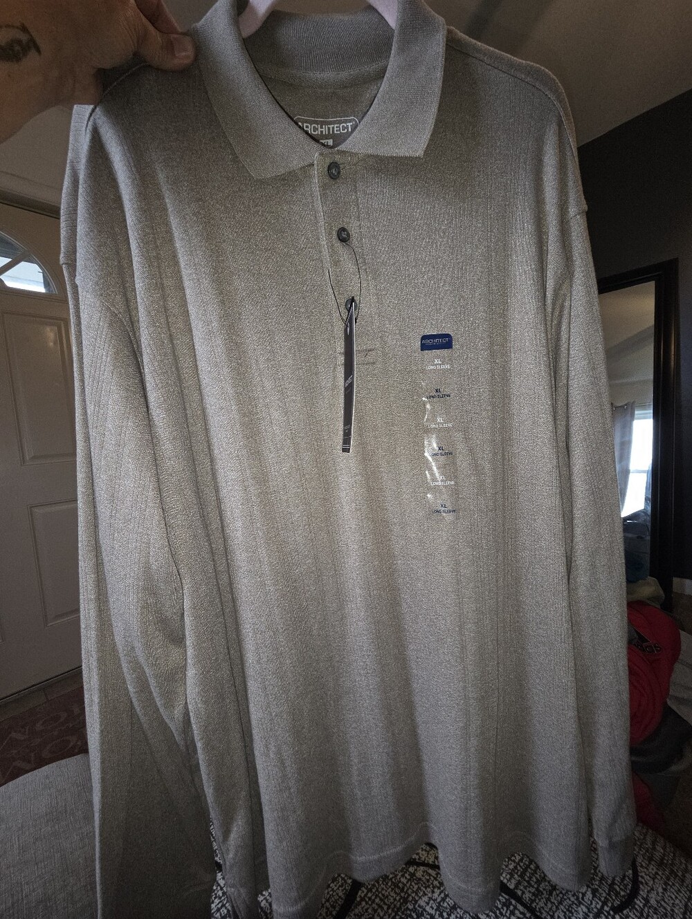 Architect Men's Long-Sleeve Polo Shirt - Light Gray